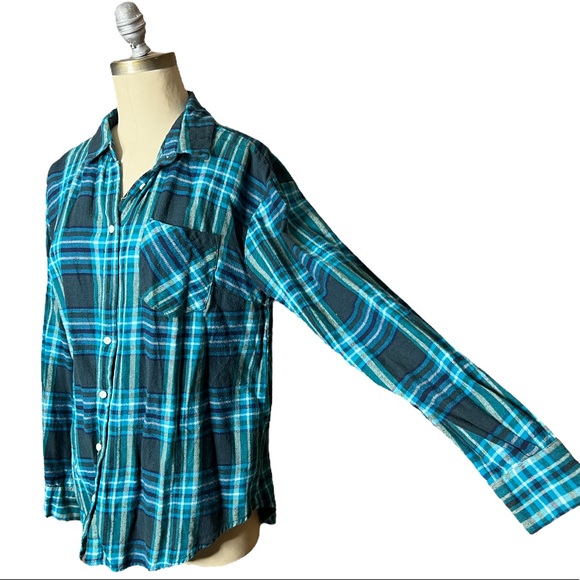 A New Day Teal Plaid Flannel size L - Picture 7 of 14